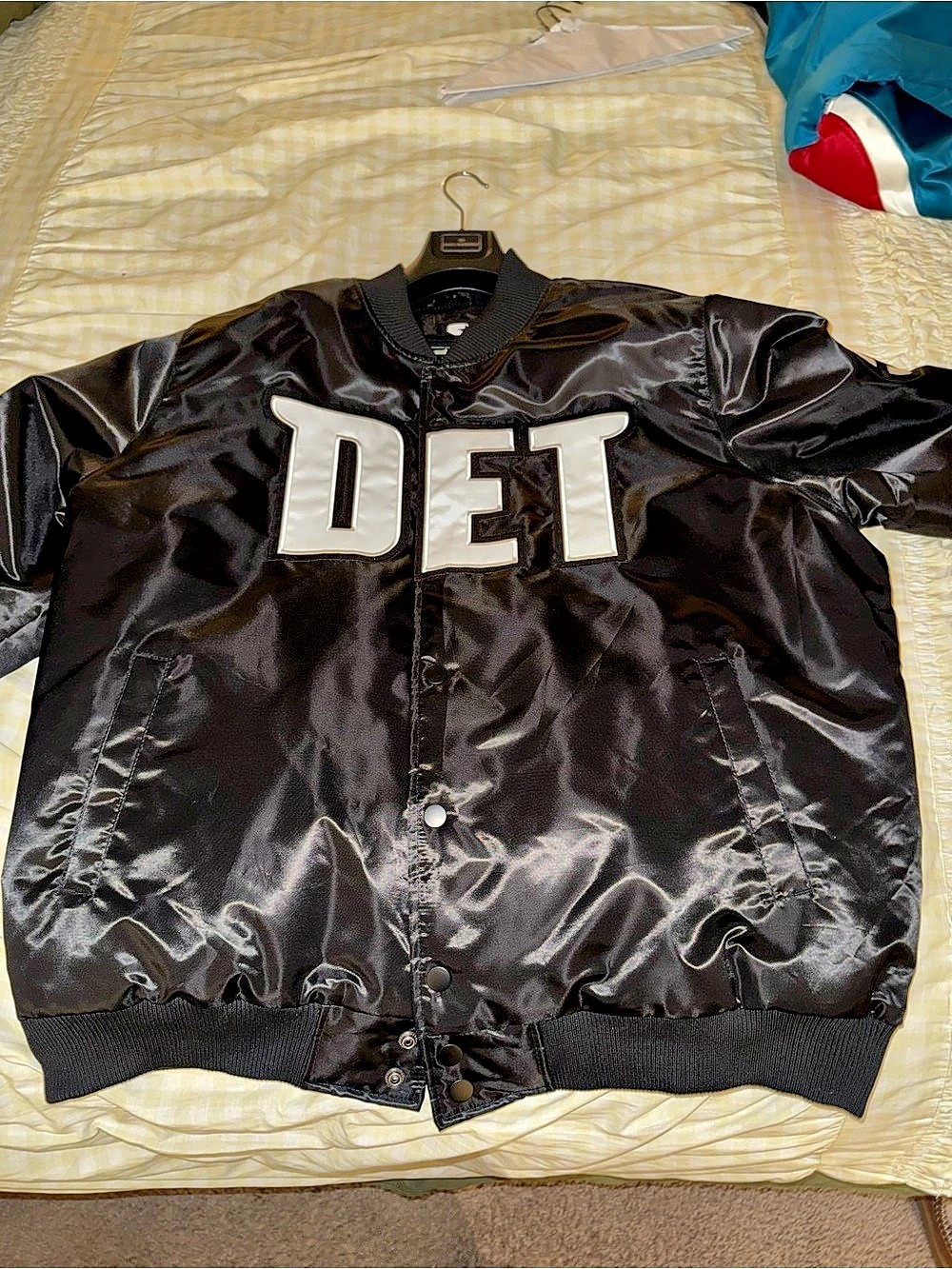 Vintage Starter Detroit Pistons Black Satin Varsity Jacket 3XL NWT